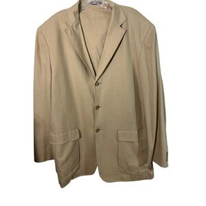 Oak Creek Dillard's Men Tan Linen Blend 3-Button Blazer Sport Coat 42R S55ZK203